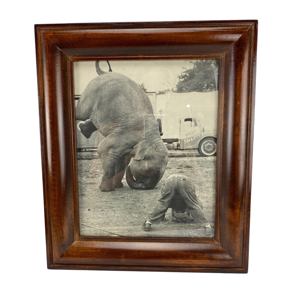 Vtg Magazine Circus Elephant Boy Handstand Photo Framed Billy‎ Smarts Truck